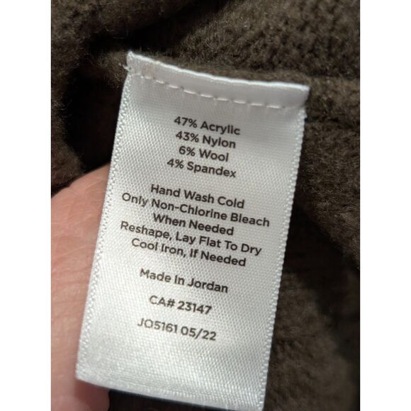 Talbots Cable Knit Cardigan V-Neck Fuzzy Wool Blend Olive Green Large L - Picture 4 of 6